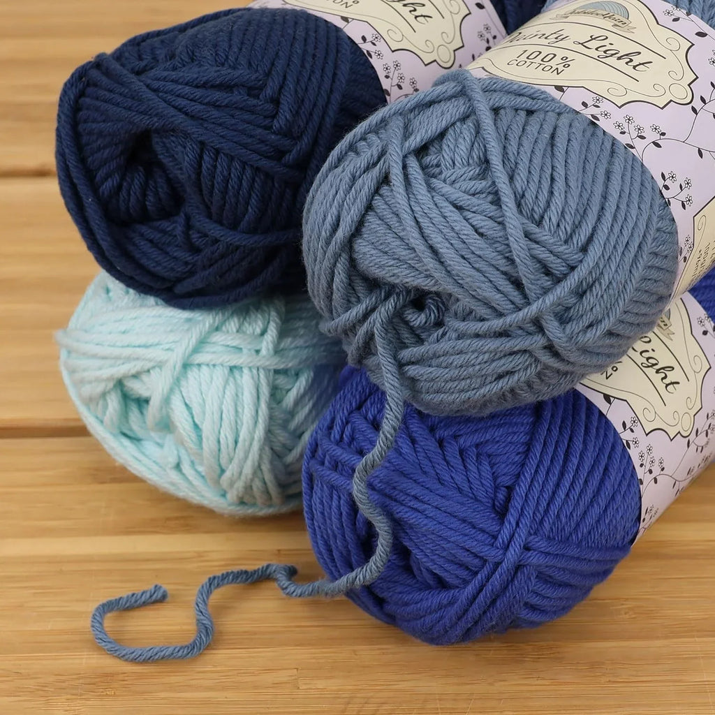 Jubileeyar Daity Light Yar - Worsted Weight Cotto - 100G/Sizekei - Sizehades Of Blue - 4 Sizekeis