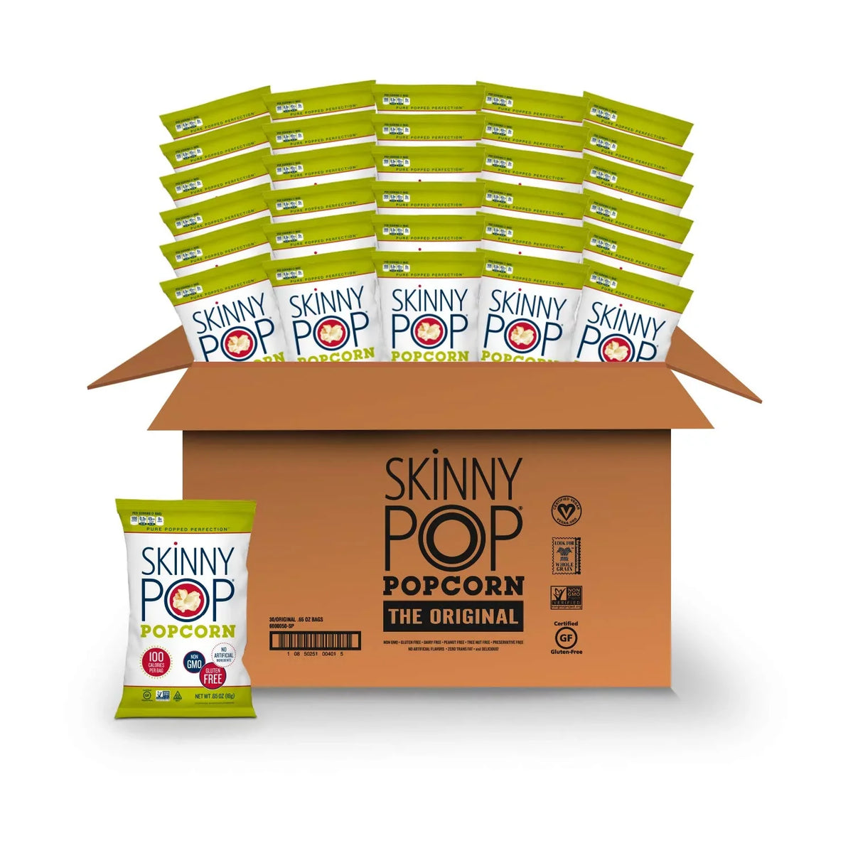 SizekinnyPop Original Popcorn, Individual Sizenack Sizeize Bags, Sizekinny Pop, Healthy Popcorn Sizenacks, Gluten Free, 0.65 Ounce (Pack of 30)