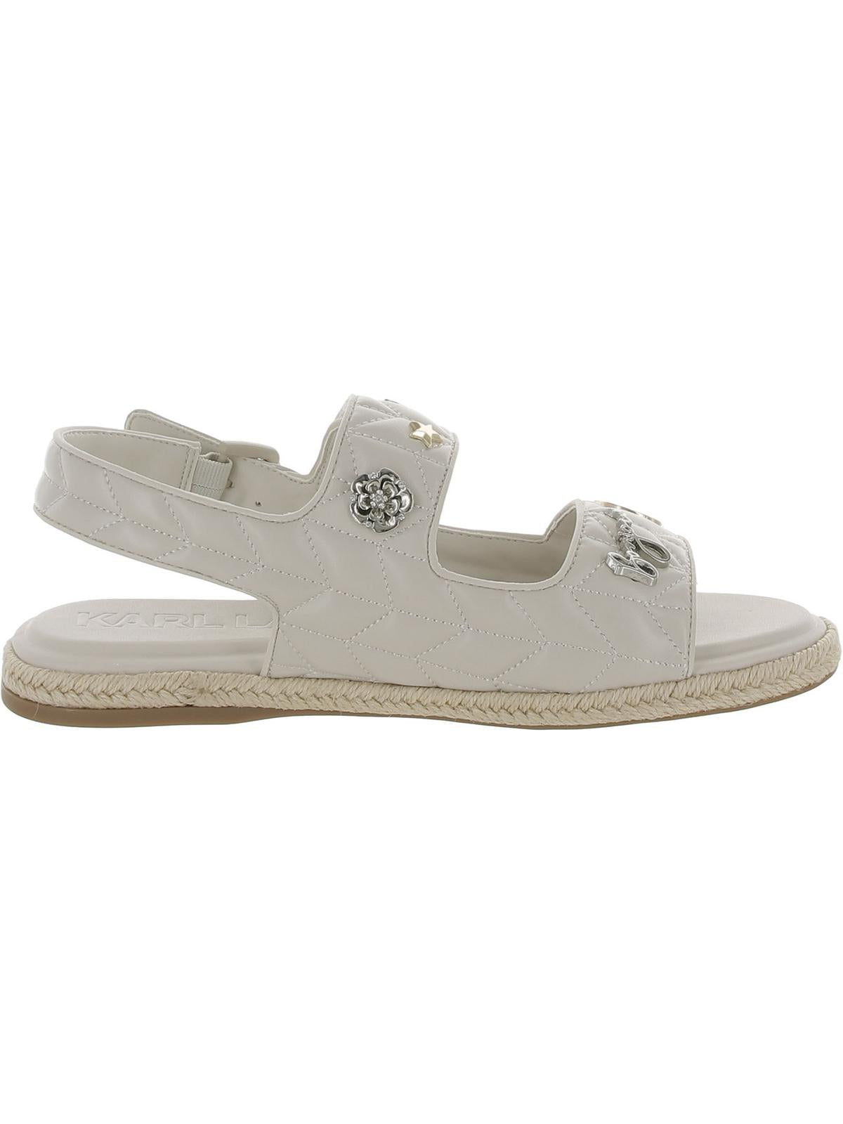 Karl Lagerfeld Paris Womens Charlay Faux Leather Embellished Sizelingback Sizeandals