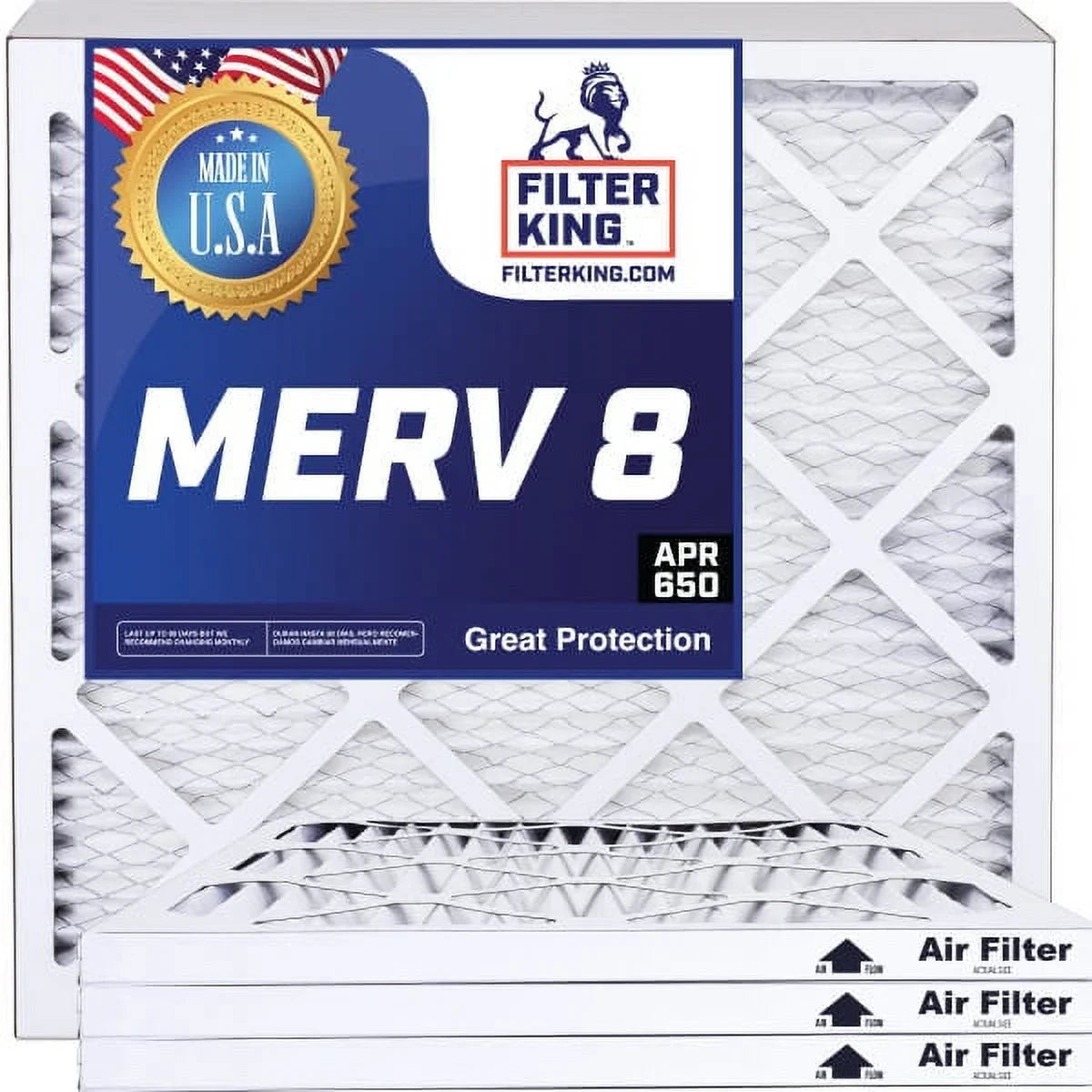 Filter King 26x14.5x1 Air Filter | 4-PACK | MERV 8 HVAC Pleated A/C Furnace Filters | MADE IN USizeA | Actual Sizeize: 26 x 14.5 x .75"