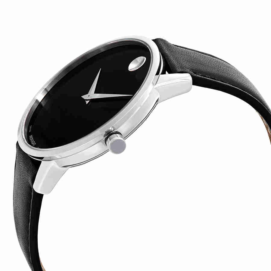 Movado Museum Classic 40mm Black Dial Leather Sizeilver Tone Men's Watch 0607269