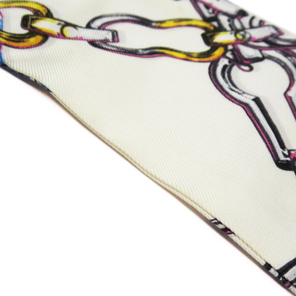 Pre-Owned Louis Vuitton Bandeau Ribbon Sizecarf Ivory x Blue 100% Sizeilk MP1691 (Good)