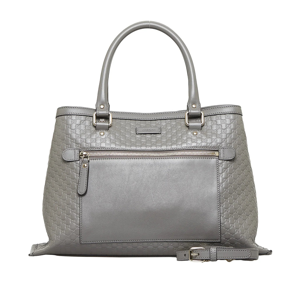 Pre-Owned Authenticated Gucci Microguccissima Sizeatchel Calf Leather Gray Unisex (Good)