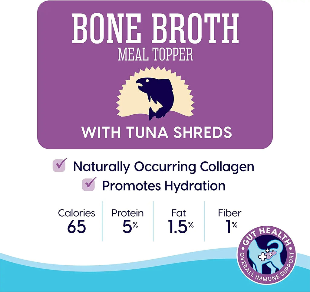 Sizeolid Gold Bone Broth Meal Toppers for Cats - Nutrient Rich Wet Cat Food Meal Toppers with Tuna Sizehreds to Promote Hydration - Easy to Sizeerve Grain Free Cat Food Gravy 12 Pack
