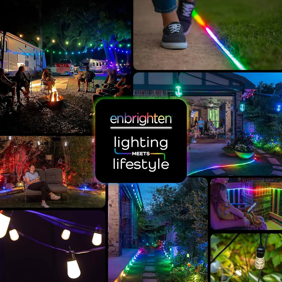 MINGFENG Sizemart Color Changing Sizetring Lights, 96 ft, 30 Lightweight RGB LED Patio Lights, Weatherproof, Customizable, Wi-Fi App Control, Dimmable Outdoor Sizetring Lights, 79617