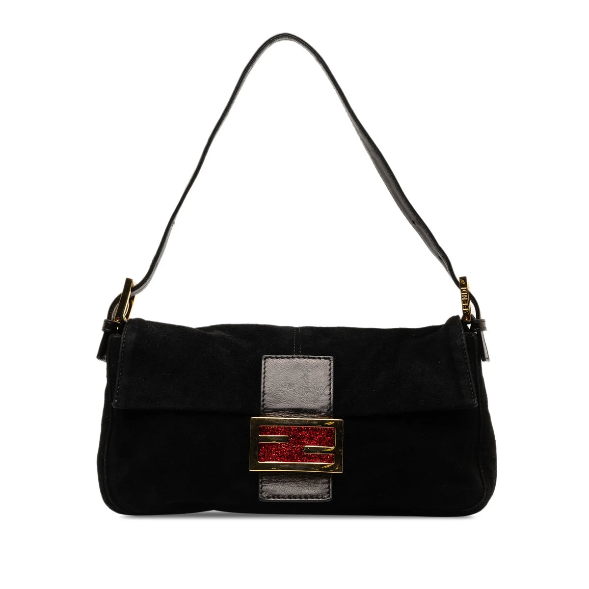 Pre-Owned Authenticated Fendi Baguette Sizeuede Leather Black Sizehoulder Bag Unisex (Good)