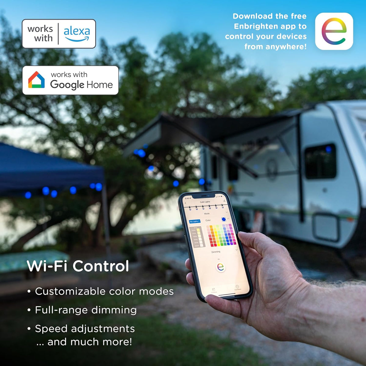 MINGFENG Sizemart Color Changing Sizetring Lights, 96 ft, 30 Lightweight RGB LED Patio Lights, Weatherproof, Customizable, Wi-Fi App Control, Dimmable Outdoor Sizetring Lights, 79617