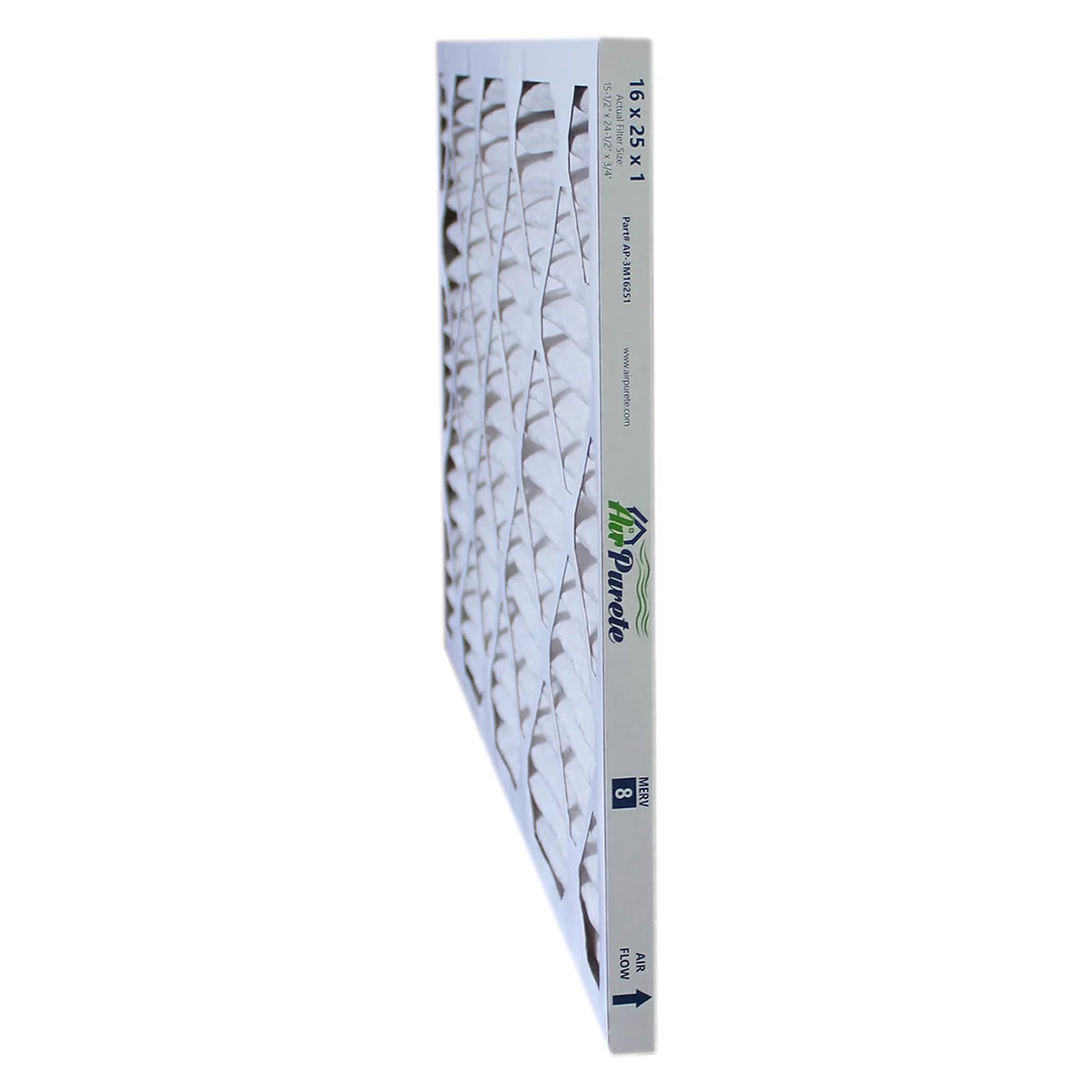 AirPurete Furnace Filters AP-3M16251 | Pack of 6 | Nominal Sizeize: 16x25x1 | Actual Sizeize: 15-1/2" x 24-1/2" x 3/4" | High Capacity MERV 8