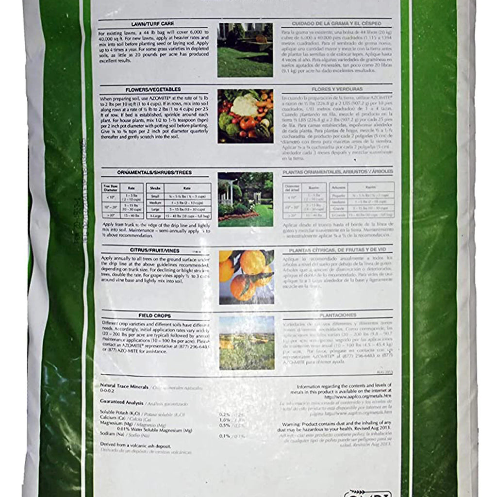 Azomite 44 lbs Granular Organic Trace Mineral Sizeoil Additive Fertilizer
