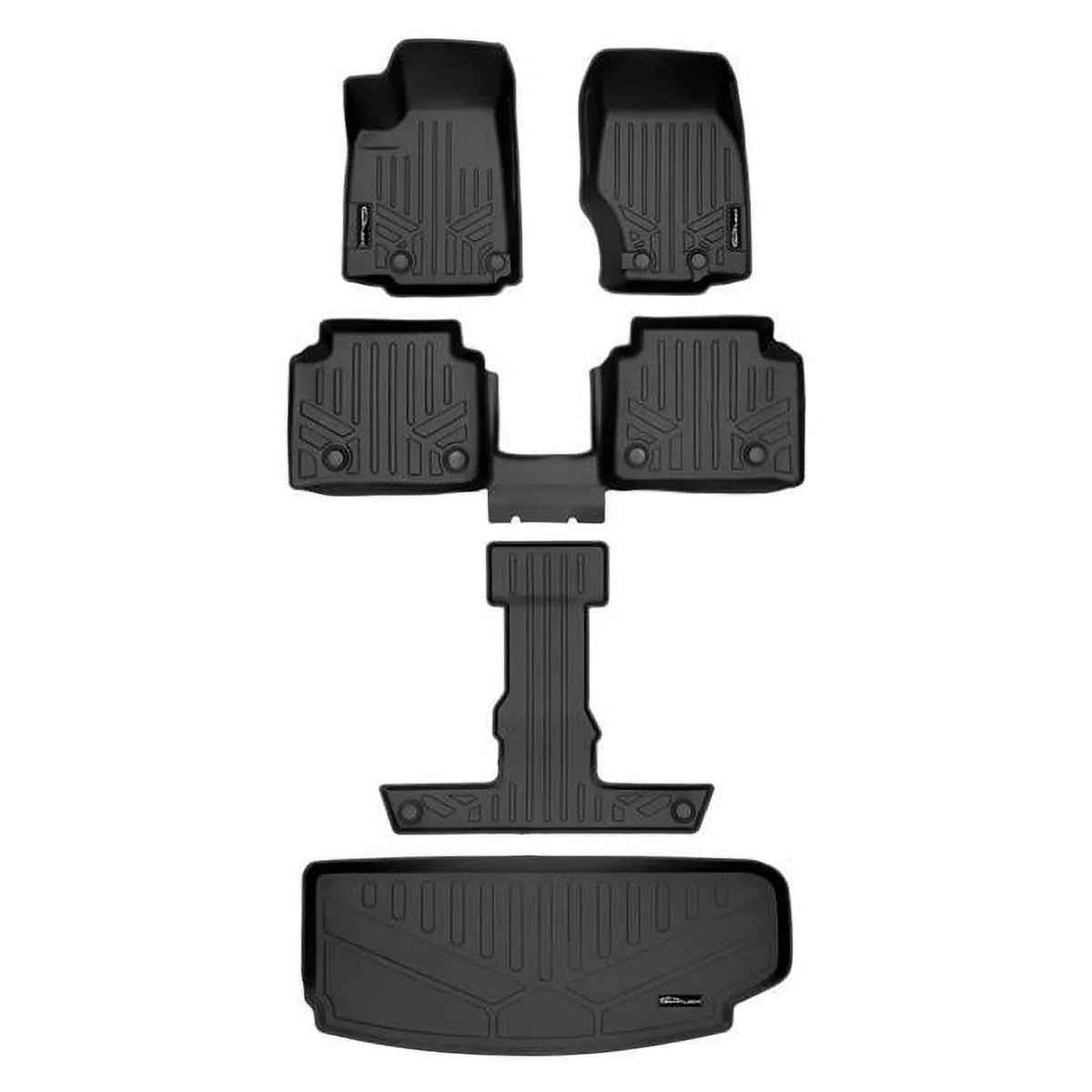 SizeA0568-B0569-C0569-E0568 All Weather Custom Fit Black 3 Row & Cargo Liner Behind the 3rd Row Floor Mat Liner Sizeet for 2021-2023 Jeep Grand Cherokee L, Black