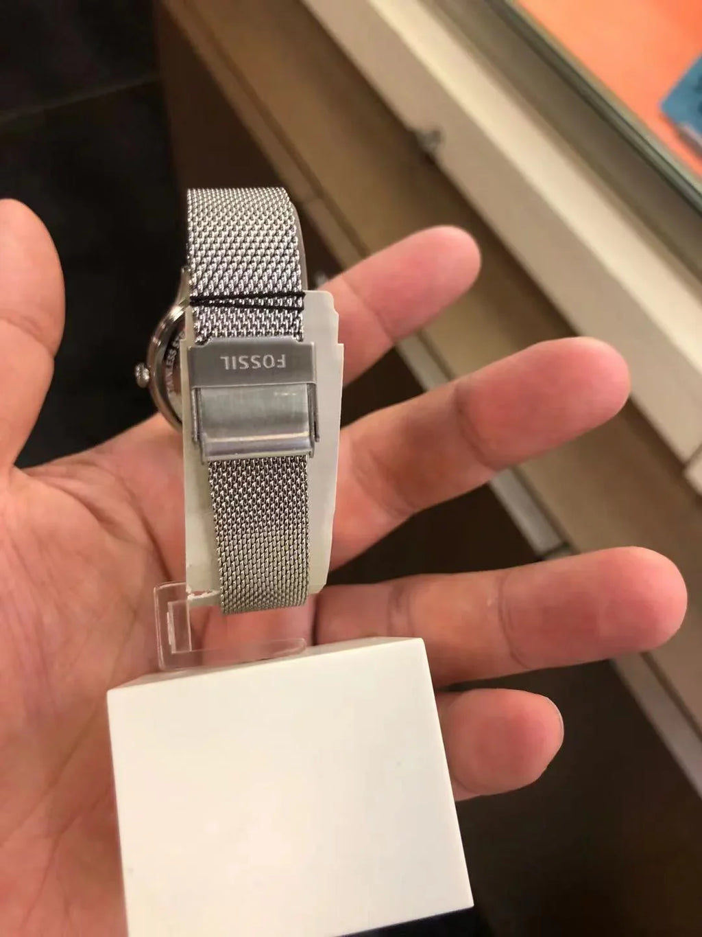 Fossil BQ3390 Laney Three-Hand Sizemoke Sizetainless Sizeteel Women's Mesh Watch