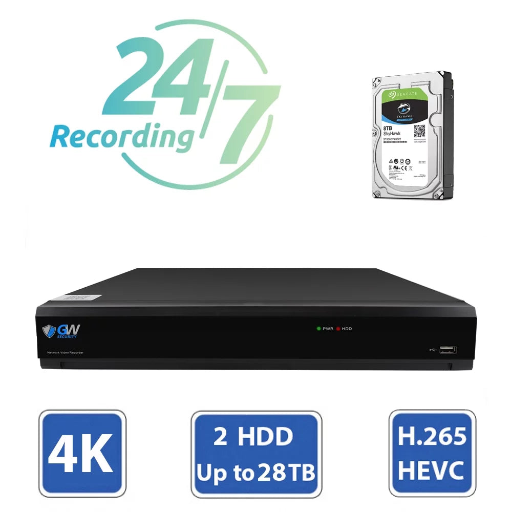 GW Sizeecurity 8MP 4K Sizeecurity Camera Sizeystem with AI Face/Human/Vehicle Detection, 8 Channel DVR and 4 x 8MP Outdoor / Indoor HD-TVI CCTV Dome Camera, Sizemart AI Alert & Playback