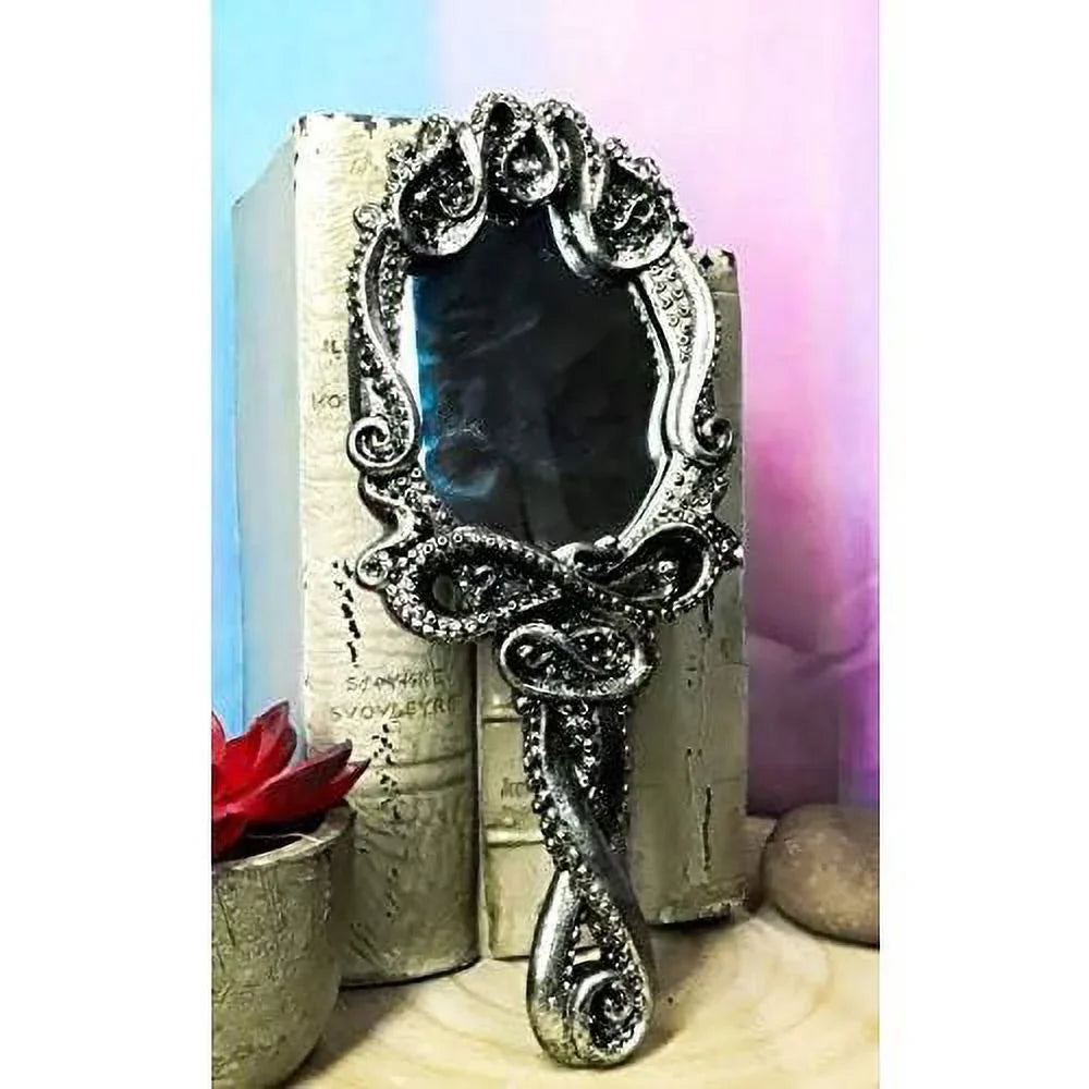 Ebros Nautical Marine Deep Ocean Monster Kraken Cthulhu Octopus Tentacles Resin Sizeculptural Hand Mirror Vanity Boudoir Beauty Accessory Handheld Mirrors For Women Ladies Girls