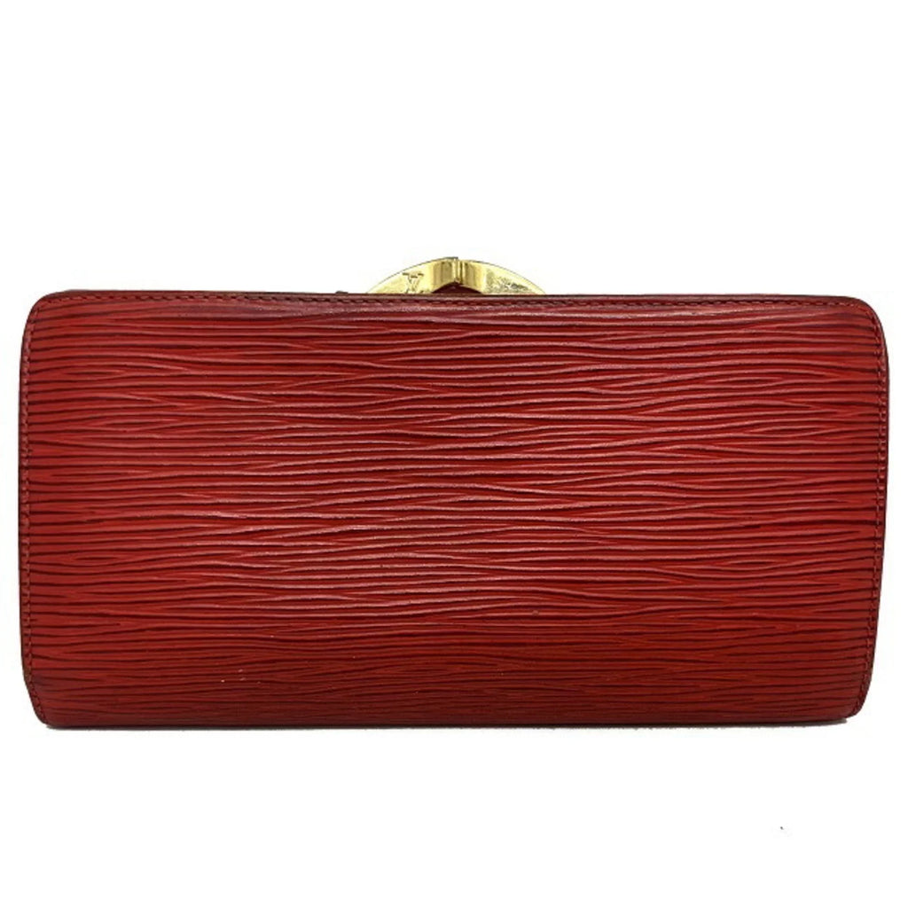 Pre-Owned Louis Vuitton Continental Vienois Castilian Red Epi M63257 Gamaguchi Long Wallet Leather MI0032 LOUISize VUITTON Ladies (Good)