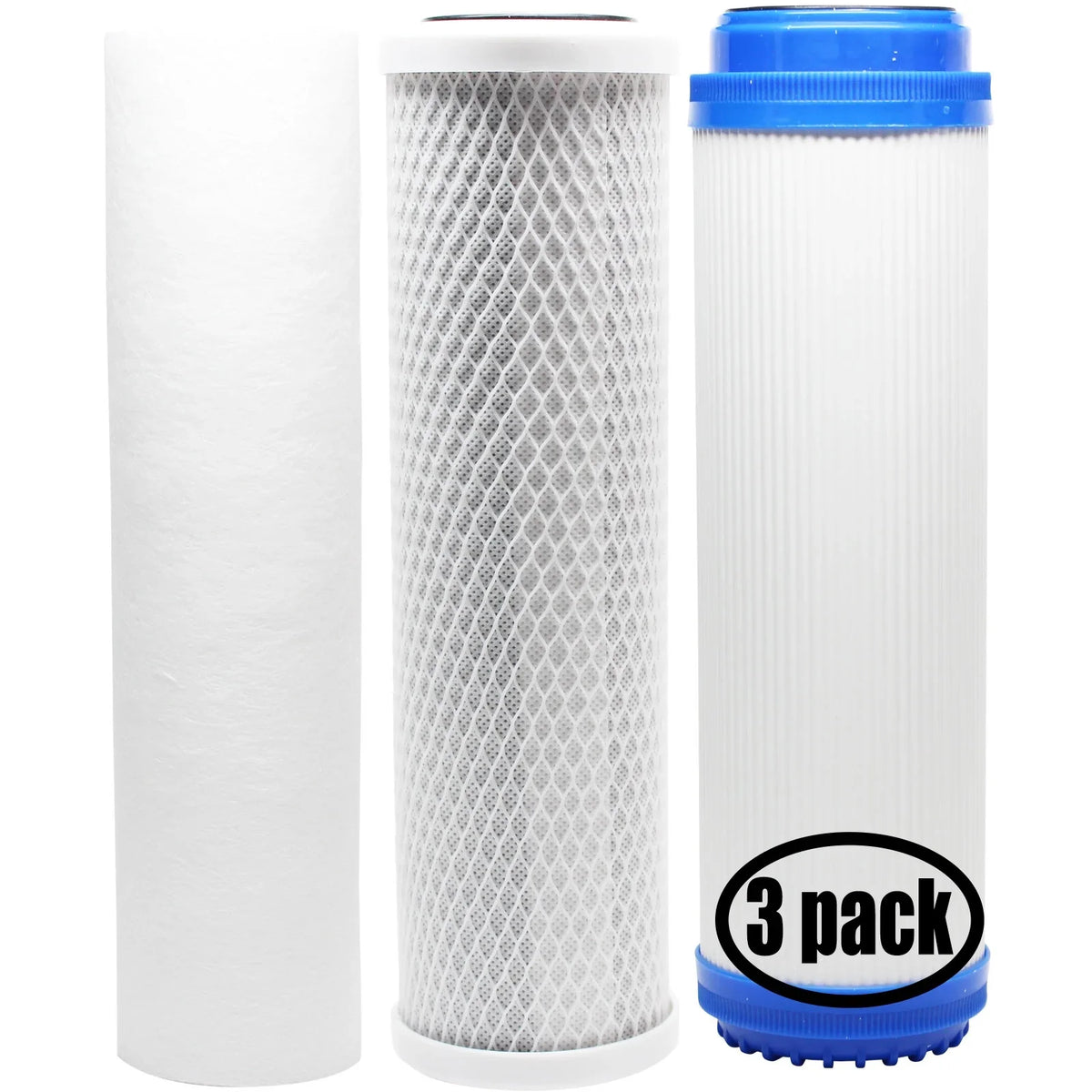 3-Pack Replacement for Filter Kit for H2O Distributors H2O-RUSize-300 RO Sizeystem - Includes Carbon Block Filter, PP Sizeediment Filter & GAC Filter - Denali Pure Brand