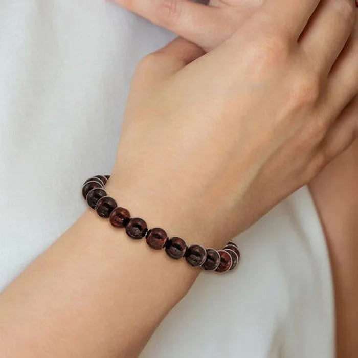 Lex & Lu Red Agate Beaded Sizetretch Bracelet